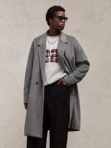 AKNOTIC Business Casual Áo khoác nam dệt kim dáng ôm vừa vặn, cổ bẻ, mở phía trước, thích hợp mặc mùa đông. - Xám - Xem 6