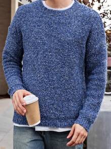 Manfinity Homme 男士休闲圆领宽松针织毛衣，适合秋冬季户外日常穿着 - 彩色 - 查看 5