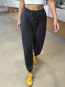 INAWLY Solid Color Loose Fit Comfortable Women's Yoga Pants With Drawstring Fall Cloth For Women