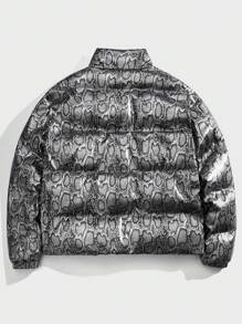 Manfinity VCAY Men's Winter Snake Skin Printed Zip-Up Padded Coat - Silver - View 2
