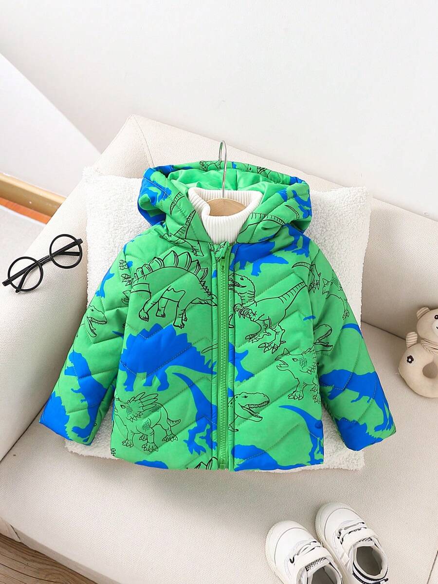 Baby Boy/Baby Girl Winter Thickened Cold-Proof Fashionable Cute Long Sleeve Hooded Jacket, Suitable For Travel And Holiday - Blue - View 1