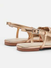 CUCCOO BIZCHIC 女士时尚玫瑰金交叉带尖头露跟平底鞋，适合通勤、约会、购物春季鞋春假复活节 - 玫瑰金 - 查看 8