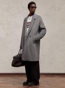 AKNOTIC Business Casual Áo khoác nam dệt kim dáng ôm vừa vặn, cổ bẻ, mở phía trước, thích hợp mặc mùa đông. - Xám - Xem 7