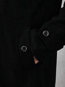 Manfinity Mode Men's Solid Color Zip Front Casual Loose Jacket, Autumn, Old Money Style