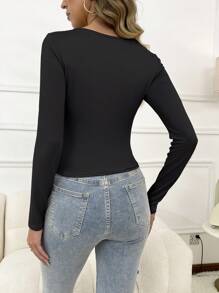 INAWLY Solva 女士實色短身t恤 - 黑色 - 查看 2