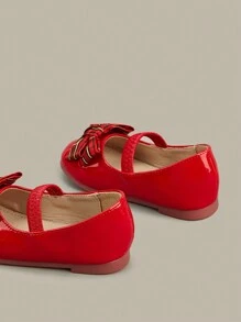 1 双婴儿平底鞋，圣诞派对和新年鞋，适合幼儿女孩，红色，时尚，软底婴儿鞋，适合春季、夏季和秋季 - 紅色 - 查看 3