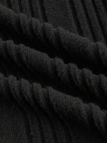 Manfinity VCAY Set de 2 piezas que incluye camiseta de manga larga ajustada de cuello redondo de punto y pantalones rectos casuales para uso diario de hombres - Negro - Ver 6