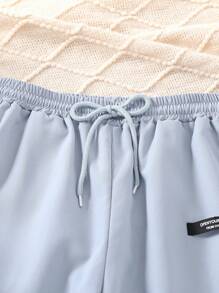 SHEIN Quần dệt ống đứng giản dị cho bé trai tuổi teen, phong cách thời trang đường phố - Xám - Xem 4