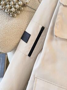 Comfortcana 女款秋冬字母连帽长袖米色编织棉服外套 - 杏色 - 查看 7