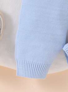 SHEIN Playful Pals Baby Boy Cute Cartoon Bear Knitted Sweater And Pants 2pcs Set, Fashion And Versatile, Suitable For Autumn/Winter