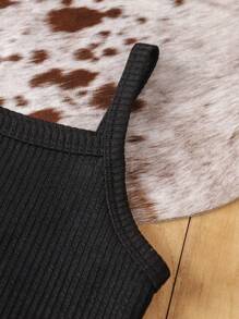 SHEIN Young Girl Plaid Print Flap Detail Shirt & Cami Jumpsuit