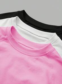 Easithlete Women's Solid Color Crew Neck Raglan Sleeve Daily Fitness Sports T-Shirtworkout Tank Top Three Pair - Multicolor - View 5