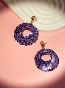 SHEIN BAE 1 par de pendientes de moda púrpura para mujer, diseño único y minimalista para otoño/invierno