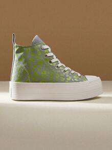 CUCCOO EASI 女士纯色拼接平底休闲运动鞋，女士日常休闲鞋运动鞋 - 綠色 - 查看 1