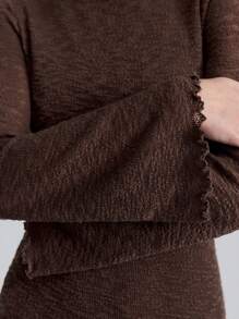 Ontre 2025 春季新款女装，舒适针织面料露背可调节肩带连衣裙，咖啡色休闲度假/返校长裙 - 咖啡棕 - 查看 7