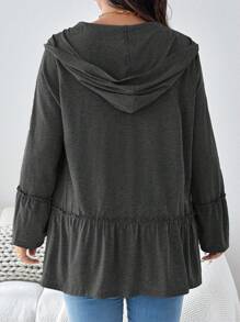 EMERY ROSE Abrigo largo de manga larga de uso diario casual con capucha y cremallera, de unicolor, con bolsillos, ropa de invierno, conjunto de atuendo para vacaciones, térmico, talla grande