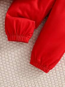 Ensemble de Sweat-shirt à capuche et pantalon pour bébé garçon, automne et hiver, design brodé de toile d'araignée et de lettre, décontracté, beau et mignon - Rouge - Voir 8