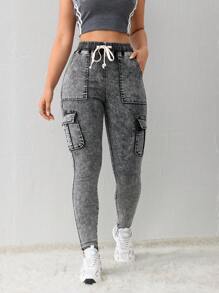 SHEIN Tall Quần Jeans Nữ Quần Jeans Co Giãn Gợi Cảm Túi Cargo Jeans Đen Lót Nhiệt Quần Jeans Mùa Đông Quần Jeans Mùa Đông Quần Jeans Mùa Đông Quần Jeans Nhiệt Denim Teddy Quần Jeans Nhiệt Teddy Lông Cừu Mềm Quần Chạy Bộ Nữ Quần Legging Quần Jeans Nữ Quần Jeans Đen Quần Áo Mùa Đông Nữ Bộ Đồ Thể Thao Nhiệt - màu đen - Xem 5