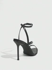 CUCCOO SZL Pointed Toe Stiletto High Heel Fashion Sexy Mesh Strappy Ladies Black Party Sandals
