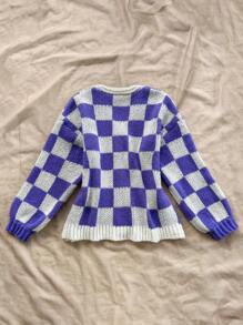 Soleia Casual Sweet Colorblock Plaid Pocket Floral Long Sleeve Knit Cardigan