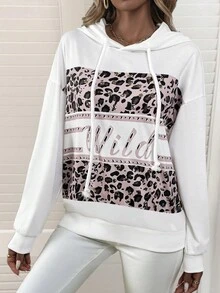 SHEIN LUNE 女士连帽休闲印花长袖运动衫 - 彩色 - 查看 4