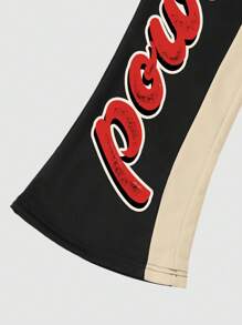 Manfinity EMRG Pantalón de chándal informal para hombre de talla grande con estampado de letras, empalmado y cordones en la parte delantera