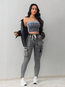 SHEIN Tall Quần Jeans Nữ Quần Jeans Co Giãn Gợi Cảm Túi Cargo Jeans Đen Lót Nhiệt Quần Jeans Mùa Đông Quần Jeans Mùa Đông Quần Jeans Mùa Đông Quần Jeans Nhiệt Denim Teddy Quần Jeans Nhiệt Teddy Lông Cừu Mềm Quần Chạy Bộ Nữ Quần Legging Quần Jeans Nữ Quần Jeans Đen Quần Áo Mùa Đông Nữ Bộ Đồ Thể Thao Nhiệt - màu đen - Xem 2