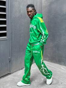 Manfinity VCAY Men's Digital Print Loose Knit Long Sleeve Sweatshirt Set, For Fall Winter - Multicolor - View 3