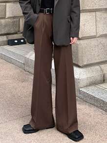 Manfinity Hypemode Pantalones rectos casuales de unicolor con bolsillo para uso diario de hombre
