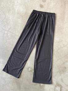 Manfinity Streetrush Pantalones deportivos casuales sueltos con estampado gráfico de letras, cintura elástica con bolsillo, para salir en otoño, ropa de calle holgada, regalo para el esposo o novio