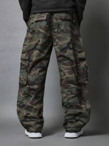 SUMWON Combat Cargo Pants Military Style Loose Fit Woodland Camouflage Tactical Streetwear Skater Pant With Side Utility Pockets Autumn Winter Casual Wear - Army Green - View 5