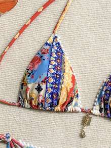 Swim Vcay Bikini tam giác cổ chữ V phong cách Boho Bohemian dành cho nữ mùa hè - Nhiều màu - Xem 4