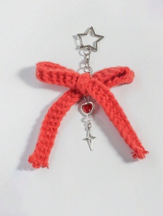 Kawaii 1pc Cute Orange Bow Shape Purse Pendant Ornament, Suitable For Autumn And Winter