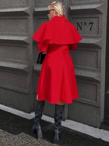 Calvaya Women's Solid Color Lapel Front Button Elegant Long Sleeve Overcoat Thermal