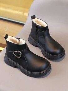 New Round Toe Children's Boots, Casual Retro Flat Bottom Girls' Short Boots, Non-Slip Wear-Resistant Big Kids' Shoes, Girls' Students' Punk Boots