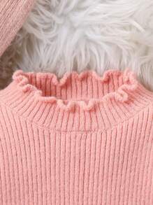 1pc Fashionable & Cute Baby Girl All-Match Knitted Sweater Top - Baby Pink - View 3
