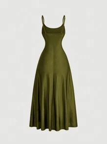 SHEIN MOD Robe de glissement évasée froncée à la taille