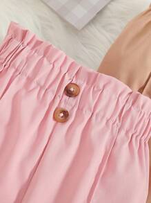 SHEIN Vintaside Kids Baby Girls' 3pcs Plain Color Casual Pants Set, Suitable For Outdoor, Spring/Autumn - Multicolor - View 3