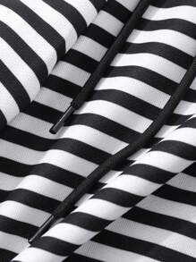 DAZY 新款秋季宽松休闲女式条纹抽绳腰阔腿裤 - 黑色 - 查看 7