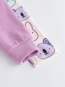 SHEIN 3pcs Baby Girl Autumn Casual Animal Print Sweatshirt Set With Long Sleeve Top And Elastic Waist Pants