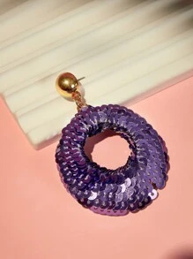 SHEIN BAE 1 par de pendientes de moda púrpura para mujer, diseño único y minimalista para otoño/invierno