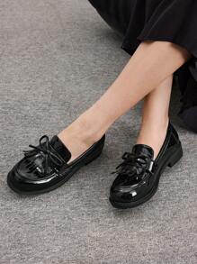 CUCCOO BIZCHIC Giày lười đế bằng buộc nơ bướm thường ngày cho nữ, trang trí mùa thu - màu đen - Xem 9