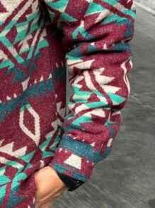 Manfinity LEGND 1pc Men's Furry Lapel Geometric Pattern Jacket - Multicolor - View 5