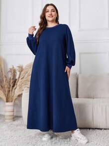 Mulvari 女式纹理套头休闲大码运动衫连衣裙，适合秋冬季，休闲连衣裙运动衫，适合日常休闲/居家