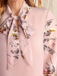 EMERY ROSE Áo cánh dài tay cổ buộc họa tiết hoa thanh lịch cho nữ - Hồng - Xem 6