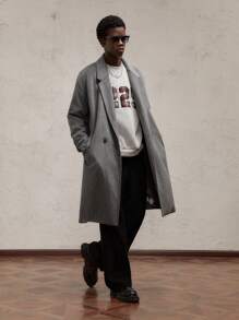 AKNOTIC Business Casual Áo khoác nam dệt kim dáng ôm vừa vặn, cổ bẻ, mở phía trước, thích hợp mặc mùa đông. - Xám - Xem 1