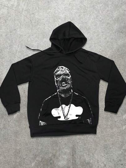 Manfinity EMRG Plus Size Portrait Printed Hooded Sweatshirt For Men