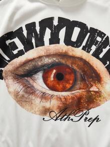 Manfinity VCAY Men's Digital Eye Print Knitted Long Sleeve Hoodie, For Fall Winter - White - View 5