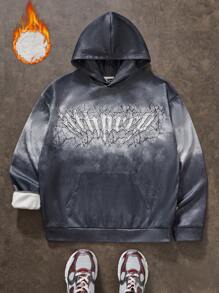 Manfinity VCAY Sudadera con capucha de manga larga con estampado digital grande para hombre