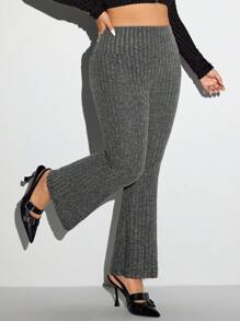 SHEIN ICON Leggings casual con vita arricciata e incrocio sulla schiena, per taglie comode per donna - nero - Visualizzare 3